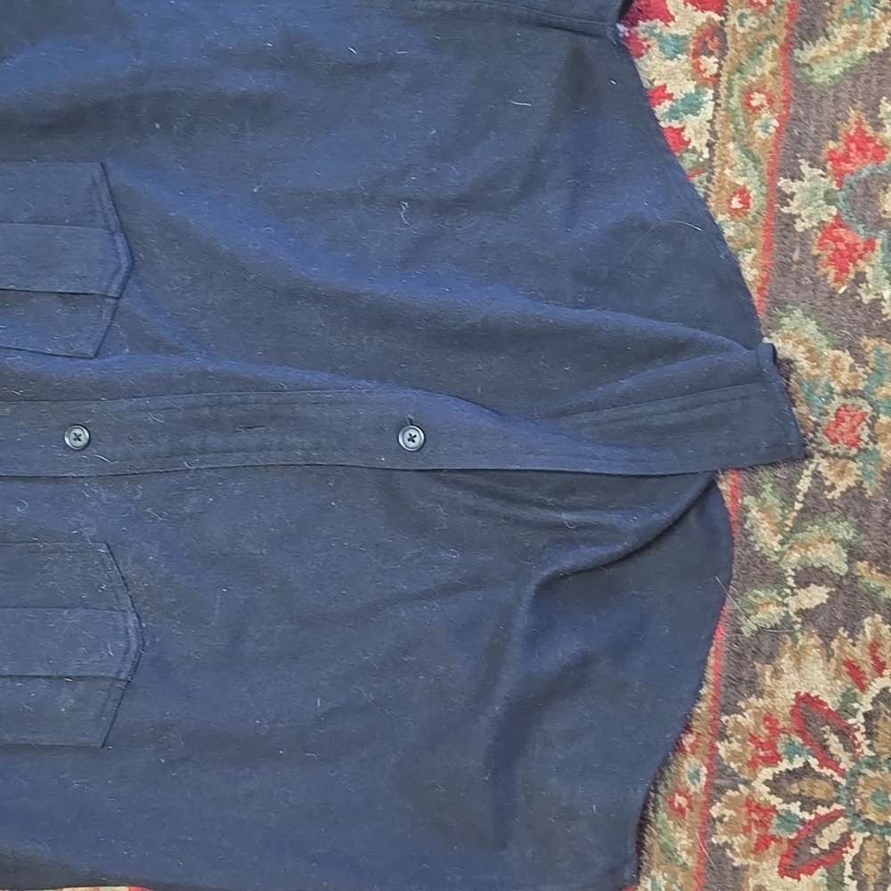 Facconable Wool Medium Button Up Navy Longsleeve … - image 3